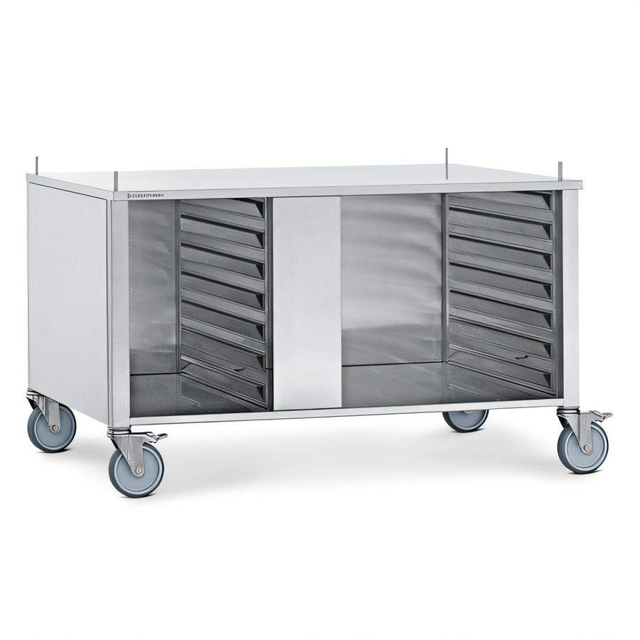 Product image #1 for Convotherm Stainless Steel Oven Stand, Closed on Three Sides, with Casters and 14 Shelf-Rail Pairs for C4 6.20/10.20