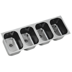 Thumbnail image #1 for Eagle Group FDI-16-19-13.5-4 4-Compartment Weld-In Sink, 16" x 20" x 13-1/2" Bowls, 18-Gauge 304 Stainless Steel