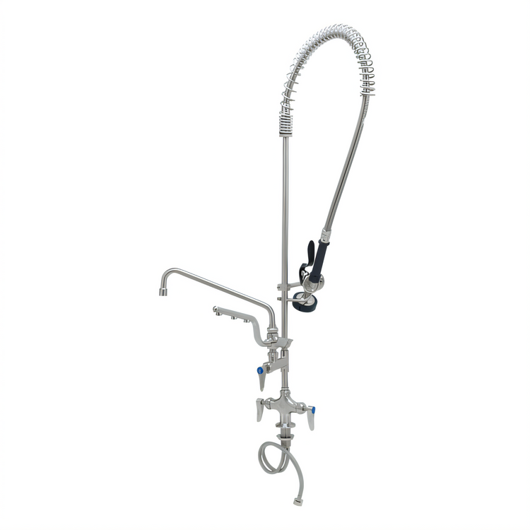 Product image #1 for Single Hole Deck Mount Mixing Faucet with 12-Inch Swing Nozzle, Add-On Spray Valve, and 24-Inch Riser