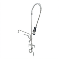 Single Hole Deck Mount Mixing Faucet with 12-Inch Swing Nozzle, Add-On Spray Valve, and 24-Inch Riser
