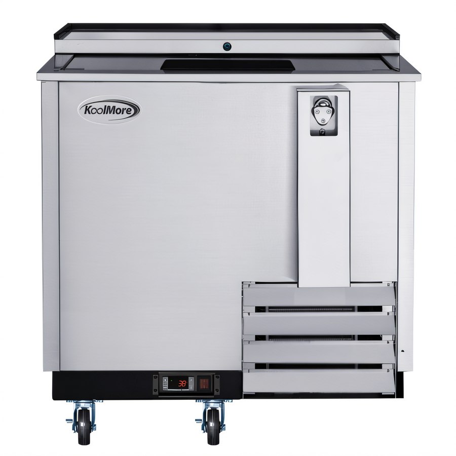 Product image #1 for KoolMore 36-Inch Stainless Steel Commercial Bottle Cooler with Built-In Opener, 9 Cu. Ft., 115V