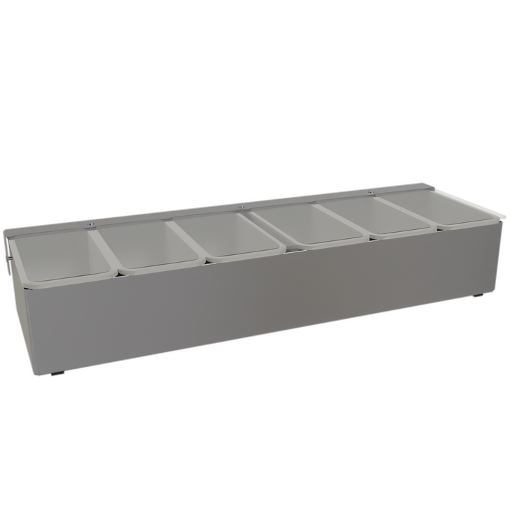 Product image #1 for Glastender Countertop Condiment Dispenser / Bar Garnish Caddy, Stainless Steel, 6 Pint Cups