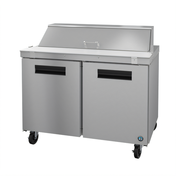 Product image #1 for Hoshizaki Steelheart SR48B-12 48-Inch Two-Section Sandwich Top Refrigerated Prep Table with 12-Pan Rail