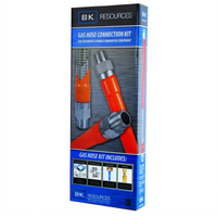 BK Resources Premier Case Pack of 5 Gas Hose Connection Kits, 48-Inch Long x 3/4-Inch I.D., with Shut-Off Valve and Restraining Device