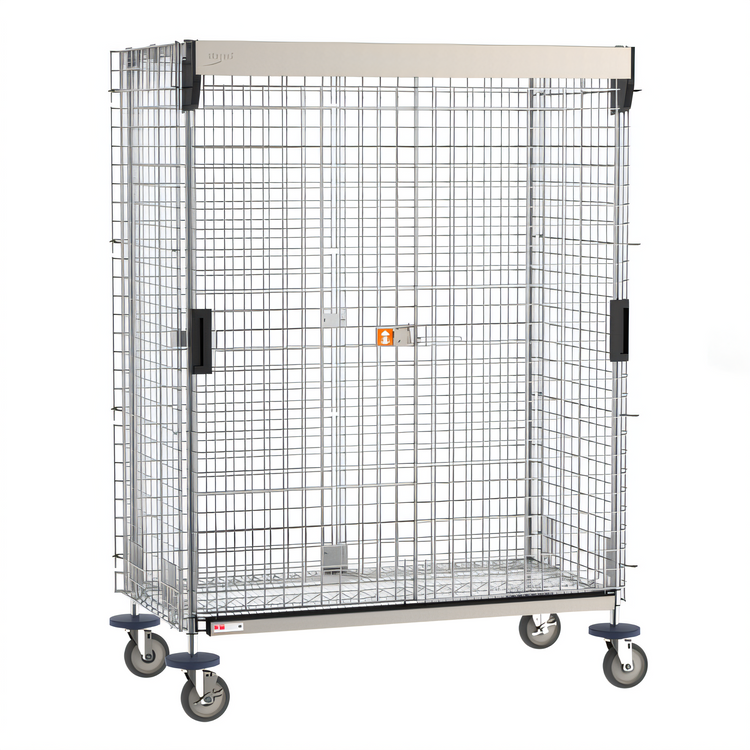 Product image #1 for Metro Super Erecta Chrome Mobile Security Cage with Sliding Doors, 52-3/4 W x 28-1/2 D x 67-15/16 H