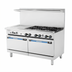 Thumbnail image #1 for Bake Tech Innovation Radiance 60-Inch Gas Restaurant Range with 6 Open Burners, 24-Inch Left Griddle and 2 Standard Ovens