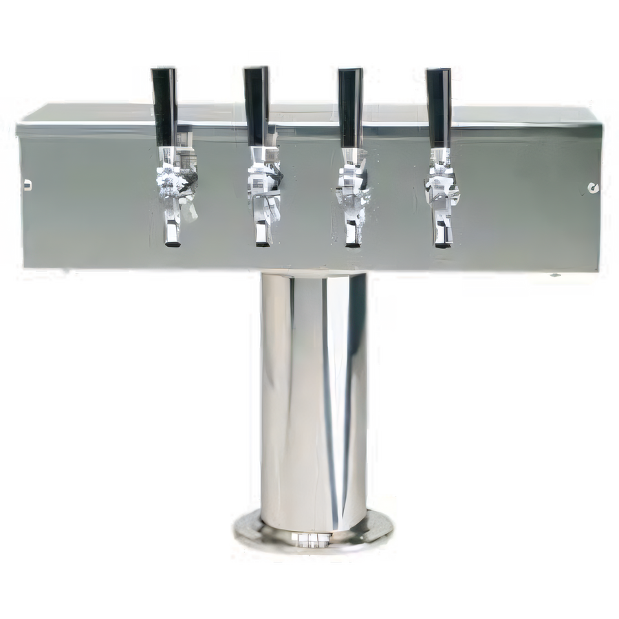 Product image #1 for Micro Matic DS-354-PSS T-Style Countertop Air-Cooled Draft Beer Tower, 4 Faucets, Polished Stainless Steel