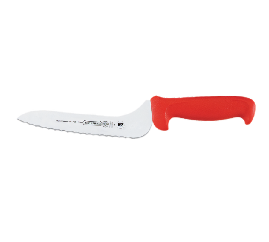 Product image #1 for Mundial 7-Inch Offset Sandwich Knife with Serrated High-Carbon Stainless Steel Blade and Red Handle