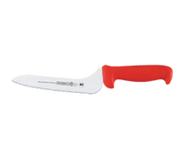 Mundial 7-Inch Offset Sandwich Knife with Serrated High-Carbon Stainless Steel Blade and Red Handle