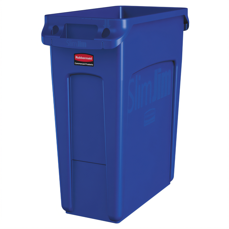 Product image #1 for Rubbermaid Commercial Slim Jim 16 Gallon Blue Open-Top Rectangular Trash Container