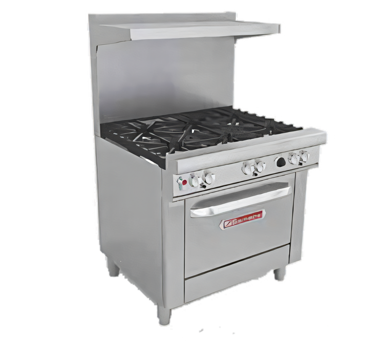 Product image #1 for Southbend Ultimate 36-Inch Gas/Electric Restaurant Range with 6 Open Burners and Electric Hybrid Convection Oven