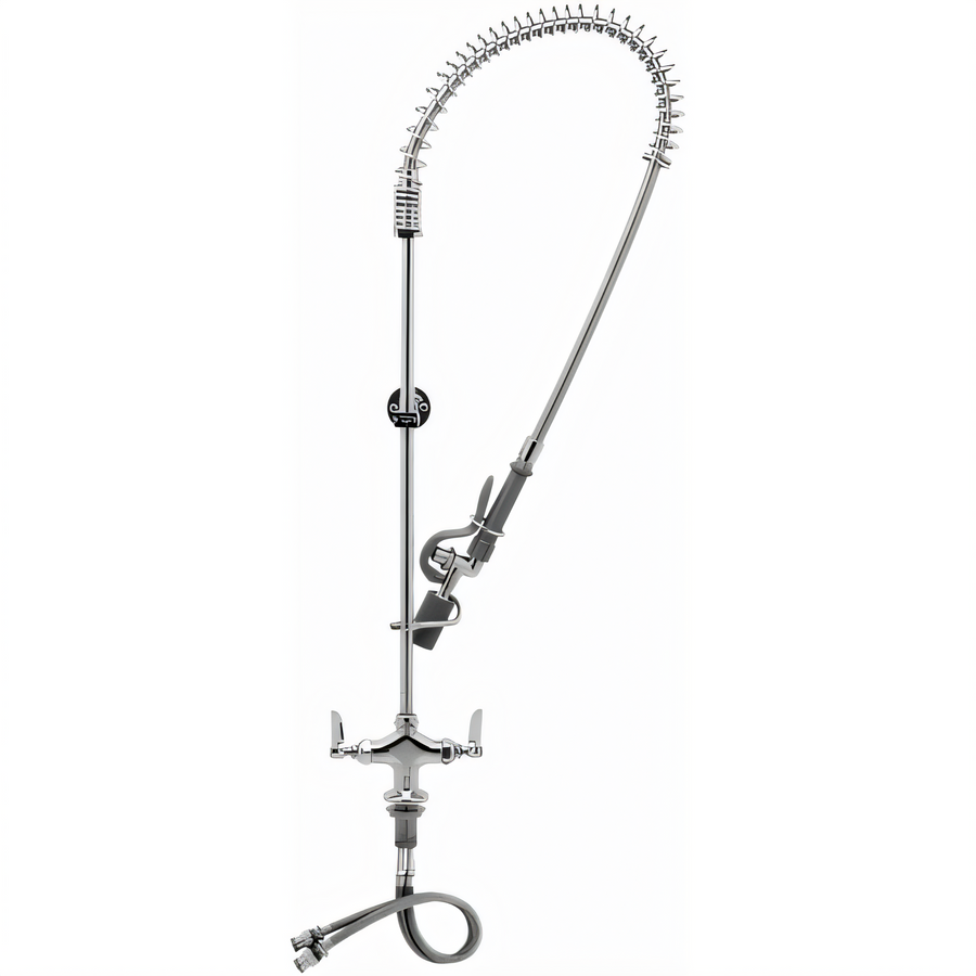 Product image #1 for T&S Brass Low-Lead Single Hole Deck Mount Pre-Rinse Faucet Assembly with 24 Inch Riser and 0.65 GPM Spray Valve