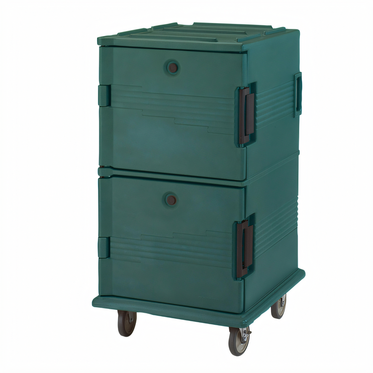 Product image #1 for Cambro Ultra Camcart Front-Loading Insulated Food Pan Carrier, 120 Qt, Security Package, Granite Green