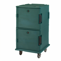 Cambro Ultra Camcart Front-Loading Insulated Food Pan Carrier, 120 Qt, Security Package, Granite Green