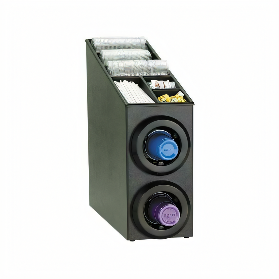 Product image #1 for Countertop Adjustable Cup & Lid Dispenser Cabinet for 8 to 44 oz. Cups, 2 Dispensers, Black Polystyrene