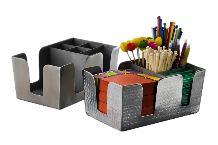 Product image #1 for American Metalcraft 6-Compartment Stainless Steel Hammered Bar Garnish Caddy / Coffee Organizer