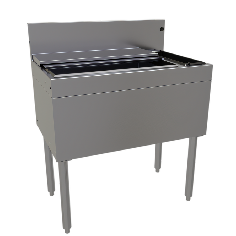 Product image #1 for Glastender 30-Inch Underbar Combo Ice Bin/Cocktail Unit with Right-Side 3-Bottle Storage