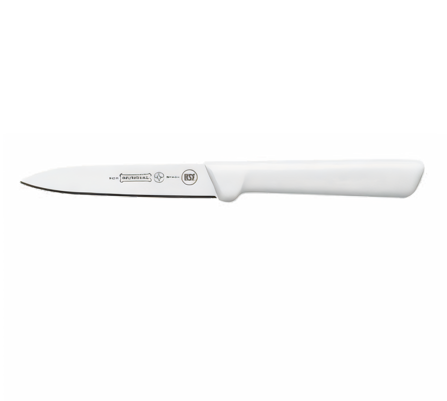 Product image #1 for Mundial 4-Inch Serrated Spear Point Paring Knife, White Polypropylene Handle, 3-Pack