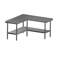 John Boos L-Shaped Stainless Steel Corner Work Table with Adjustable Undershelf and Rear Up-Turn