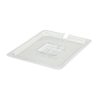 Winco Poly-Ware 1/2 Size Clear Slotted Polycarbonate Food Pan Cover with Handle