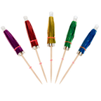 Thumbnail image #1 for Town Equipment 51800/CS 4-Inch Foil Cocktail Parasol Picks, Wooden Stem, Assorted Colors