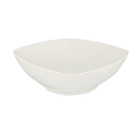 Quattro 24 oz Curved Square Pearl White Ceramic Asian Soup Bowl