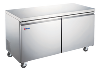 Omcan 27-Inch One-Section Worktop Refrigerator with Backsplash, 5 Cu. Ft., Solid Door, Rear-Mounted Self-Contained Refrigeration