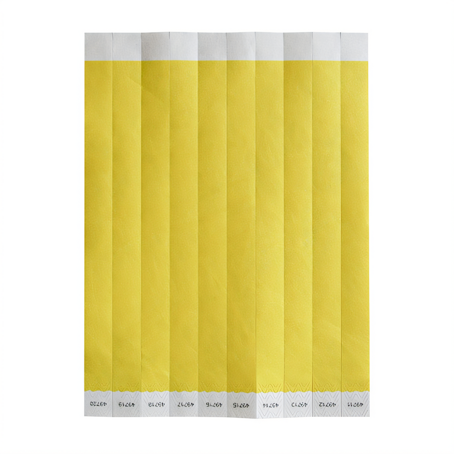 Product image #1 for Bar Maid Waterproof Tear-Free Tyvek Wristbands, 3/4-Inch x 9.5-Inch, Yellow Solid, 500/Pack