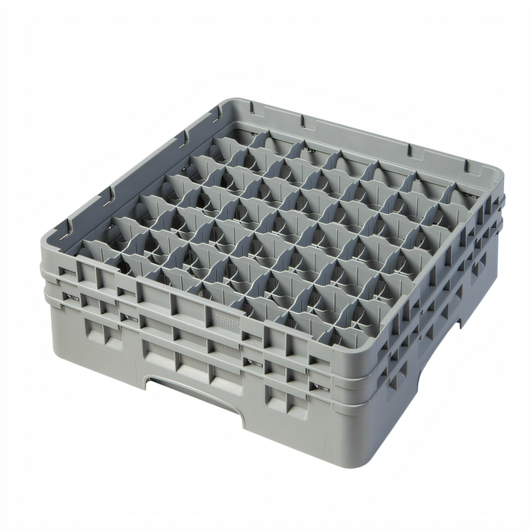Product image #2 for Cambro Camrack Full-Size 49-Compartment Glass Rack with 2 Soft Gray Extenders