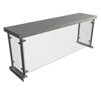 Thumbnail image #1 for BK Resources SG-FCS-48 Single-Sided Sneeze Guard Overshelf, 48" Wide x 12" Deep x 18" High, Stainless Steel with Fixed Tempered Glass