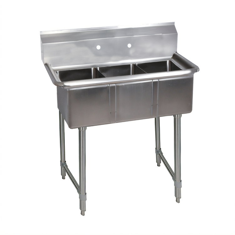 Product image #1 for BK Resources Three Compartment Convenience Store Sink with Stainless Steel Legs