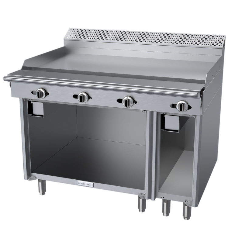 Product image #1 for Garland Cuisine Series 48-Inch Heavy Duty Gas Griddle Top Range with Thermostatic Controls and Open Storage Base
