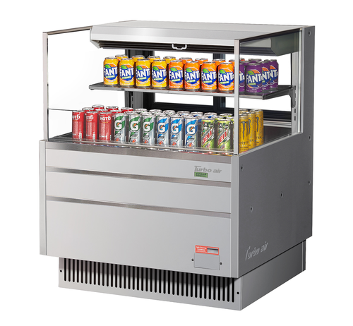 Product image #1 for Turbo Air Low-Profile Horizontal Open-Air Cooler Merchandiser with Sliding Rear Glass Doors, 7.5 Cu. Ft.