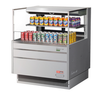 Turbo Air Low-Profile Horizontal Open-Air Cooler Merchandiser with Sliding Rear Glass Doors, 7.5 Cu. Ft.