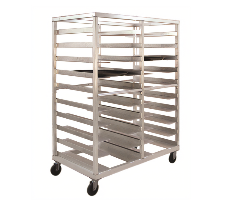 Product image #1 for Universal Full-Height Open-Side Mobile Oval Tray Rack, Double-Wide, 20-Tray Capacity, Aluminum