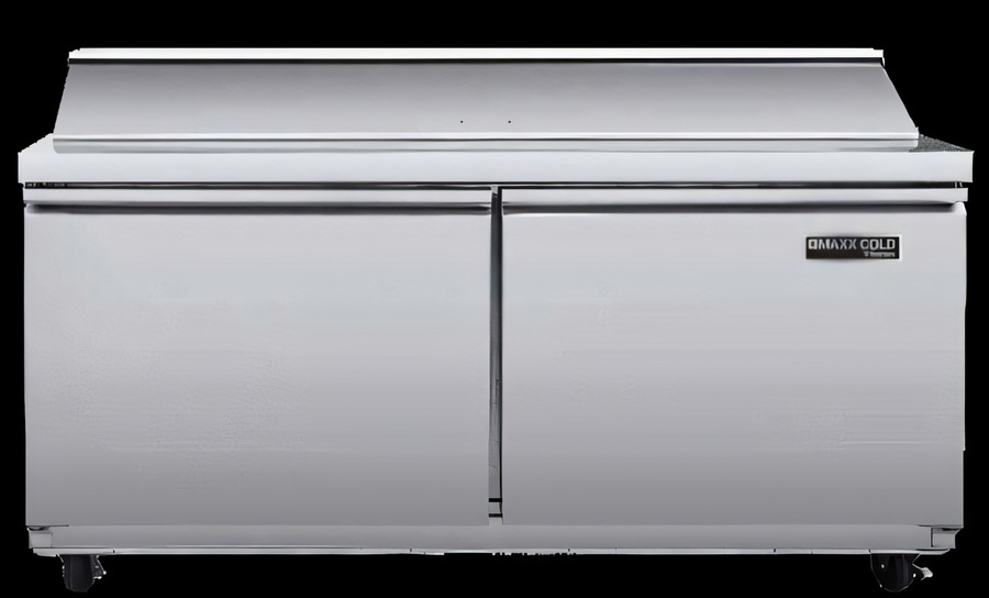 Product image #1 for Maxx Cold V-Series 60-Inch Megatop Refrigerated Salad and Sandwich Prep Table, 2 Solid Doors, 16.7 Cu. Ft.