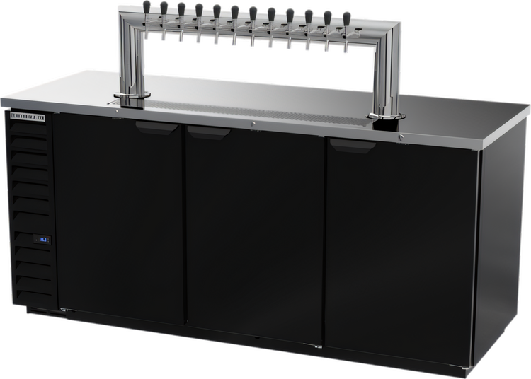Product image #1 for Beverage-Air 78-Inch Direct Draw Beer Dispenser with 12-Tap Tower, 4 Half-Keg Capacity, 3 Doors, Black Exterior