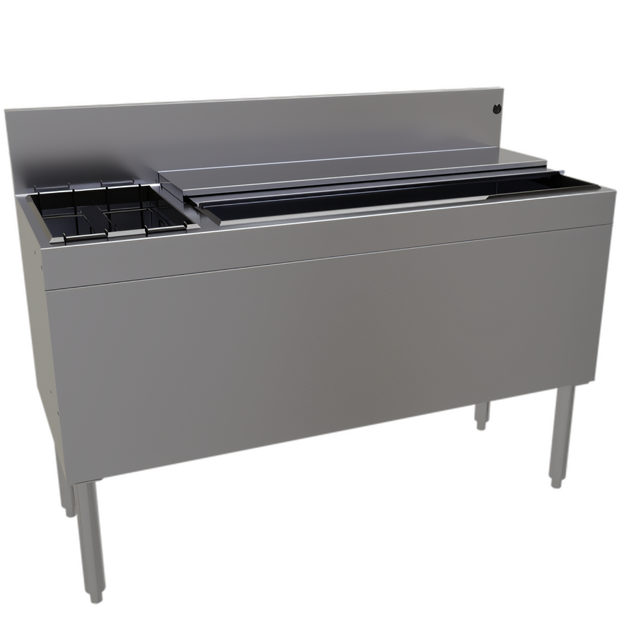 Product image #1 for Glastender Extra Deep Underbar Ice Bin/Cocktail Unit with 10-Circuit Cold Plate and Left Bottle Well Storage, 48 Inch
