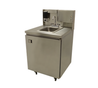Advance Tabco Stainless Steel Bolt-On Rear Riser Panel with Manual Soap and Towel Dispenser for 26-Inch Mobile Sinks
