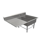Thumbnail image #1 for John Boos Pro-Bowl 2PB1431-1D24L 2-Compartment Platter Sink with 24-Inch Left Drainboard, 16/300 Stainless Steel, 10-Inch Backsplash