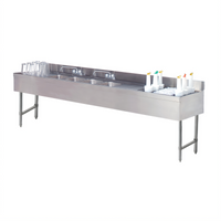 Advance Tabco Underbar Basics 96-Inch 4-Compartment Stainless Steel Bar Sink and Ice Bin Combo with Right-Side Ice Bin