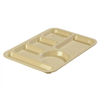Carlisle Tan Left-Handed 6-Compartment Rectangular ABS Compartment Tray