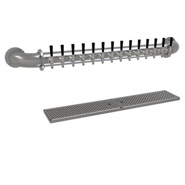 Product image #1 for Glastender Pipe Wall Draft Dispensing Tower, Wall Mounted, 14 Faucets, Glycol-Cooled