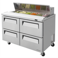 Turbo Air Super Deluxe 48-Inch Two-Section Refrigerated Sandwich/Salad Prep Table with 4 Drawers