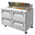 Thumbnail image #1 for Turbo Air Super Deluxe 48-Inch Two-Section Refrigerated Sandwich/Salad Prep Table with 4 Drawers