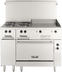 Thumbnail image #1 for Vulcan 48-Inch Electric Restaurant Range with 4 French Hotplates, 24-Inch Griddle, Standard Oven and Cabinet Base