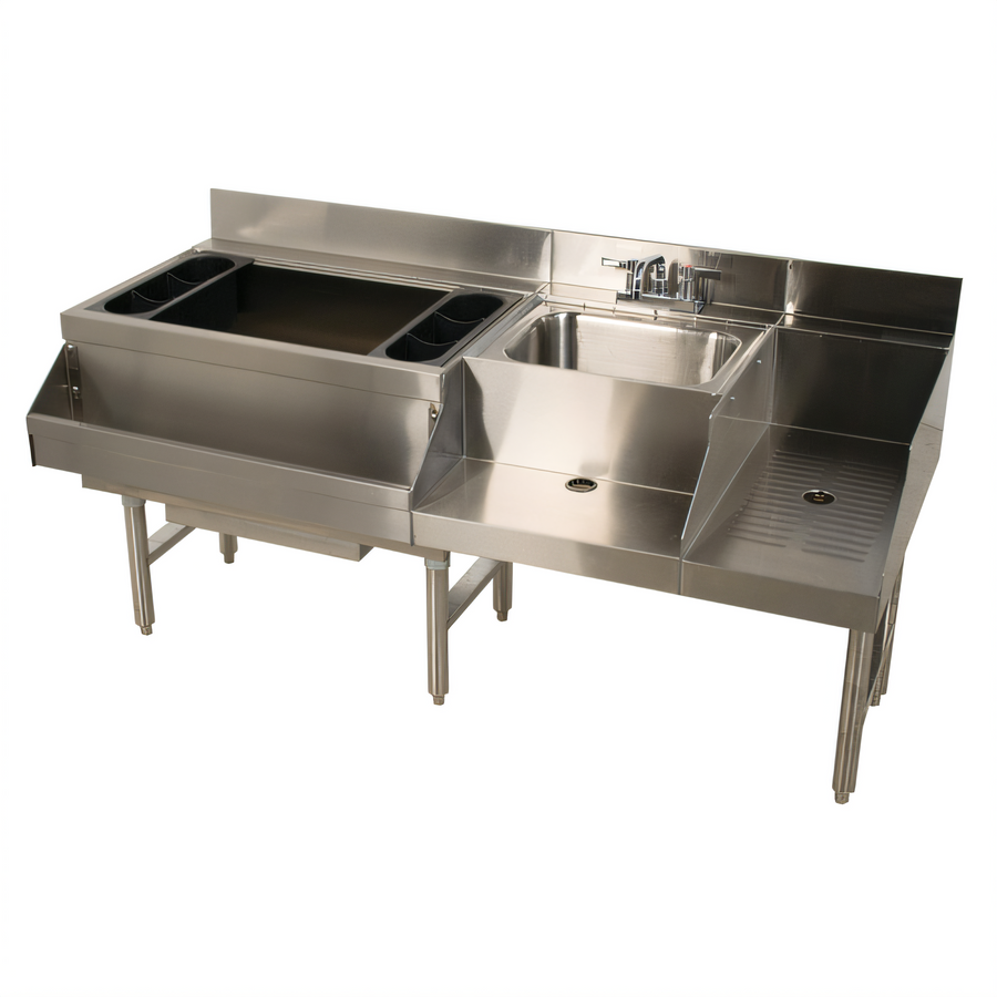 Product image #1 for Advance Tabco Underbar Basics Uni-Serv Speed Bar with Left Ice Bin, Dump Sink, and 7-Circuit Cold Plate, 60 Inch