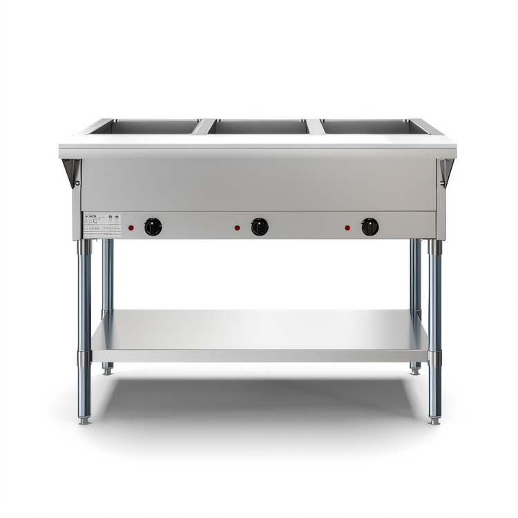 Product image #1 for KoolMore 3-Pan Open Well Electric Steam Table with Undershelf