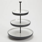 Thumbnail image #1 for American Metalcraft LFTTSB17 Round Tiered Melamine Buffet Stand and Riser, 17-1/2" High, White with Black Speckles Case of 4