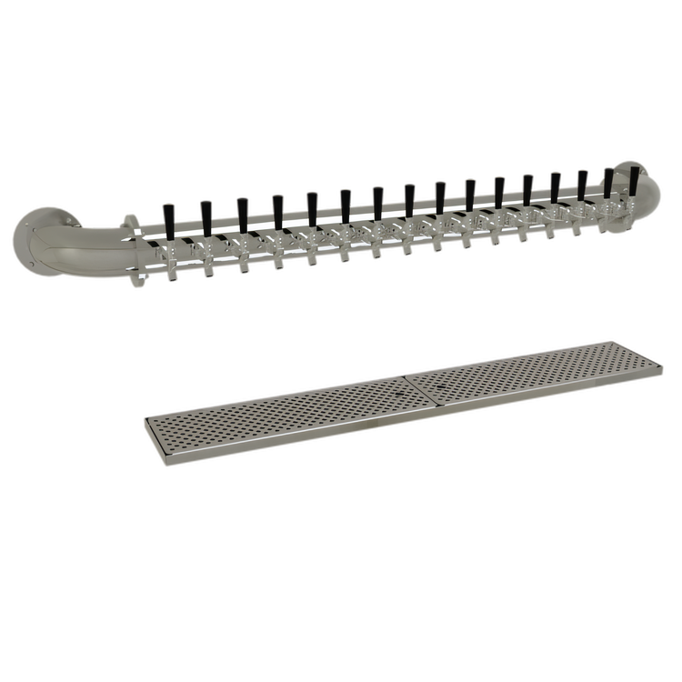 Product image #1 for Glastender 16-Faucet Air-Cooled Wall-Mount Pipe Wall Draft Dispensing Tower, Mirror Finish